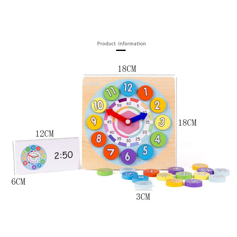 Joc lemn Ceas Time and Numbers 2 in 1 cu cartonase