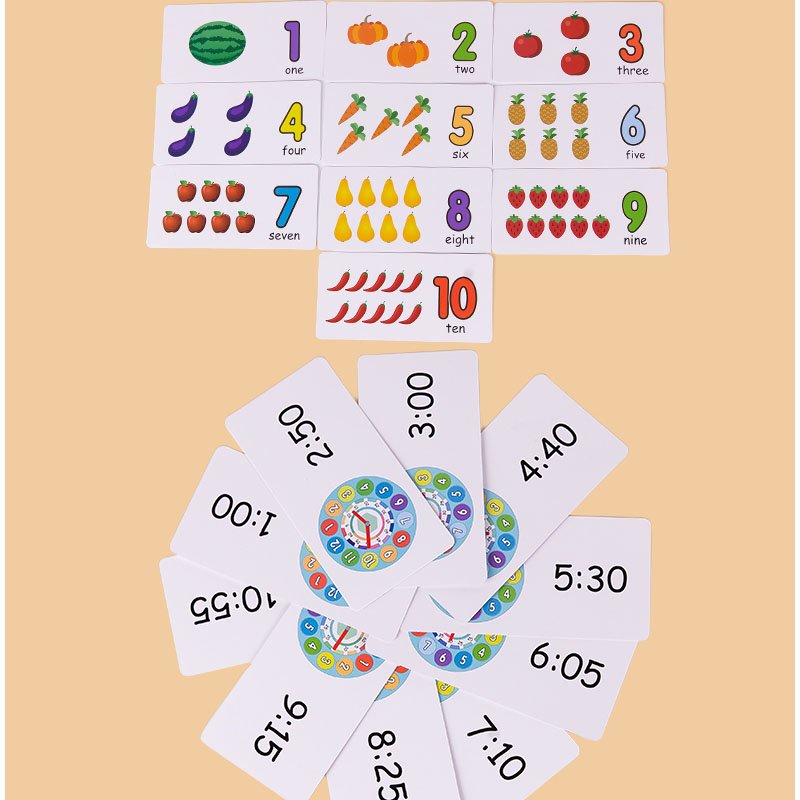 Joc lemn Ceas Time and Numbers 2 in 1 cu cartonase